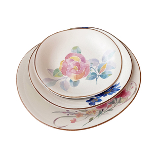 包邮现货日本进口美浓烧和蓝繁花语陶瓷餐碟盘子餐具套装礼品礼盒