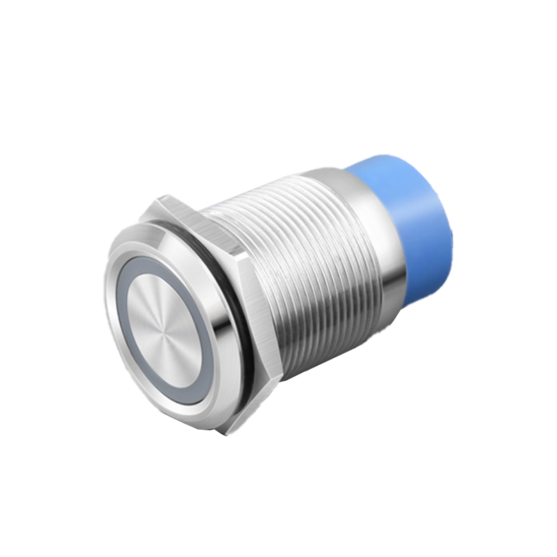 22MM环形带灯自锁 按钮 金属不锈钢 带灯按钮开关22mm电源开关