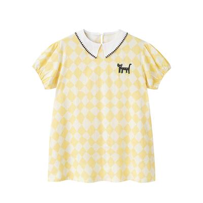 小番薯potatokids女童连衣裙儿童裙子春夏新品格纹公主裙舒适透气
