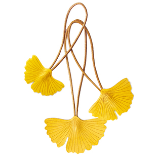 有如 原创设计订制纯手工植鞣皮真皮 银杏叶汽车钥匙扣饰包包挂件