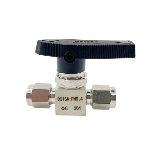 304不锈钢双卡套直通球阀316L仿美Φ8mm插硬铜管穿板Q91SA-PN6.4