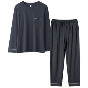 秋天男士长袖莫代尔棉大码男睡衣2025新款春秋季男款家居服可外穿