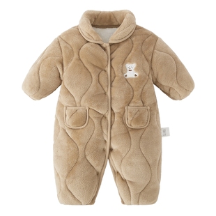 [抑菌a类]夹棉婴儿连体衣冬季加厚爬服加绒棉服保暖哈衣宝宝衣服