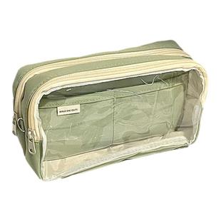 减壹诚品超大容量多功能可视窗笔袋ins风日系耐脏文具袋高中生铅笔袋