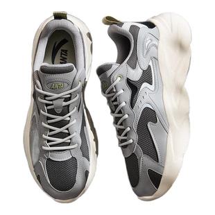 安踏休闲鞋男鞋2025年新款灰色运动鞋男士厚底老爹鞋男款复古鞋子