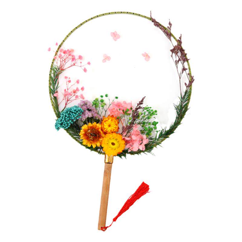 干花团扇diy材料包永生花扇子古风团扇手工感恩节礼物品团建