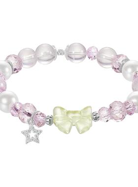 zeroline柠檬黄水晶蝴蝶结手串女