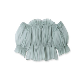 甜美仙仙系列!纯圆S家 纯欲风裹胸一字领薄纱衬衫上衣