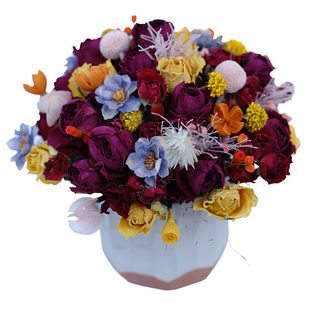 多头小玫瑰天然干花真花复古瓶插花装饰上海花店同城速递思南香山