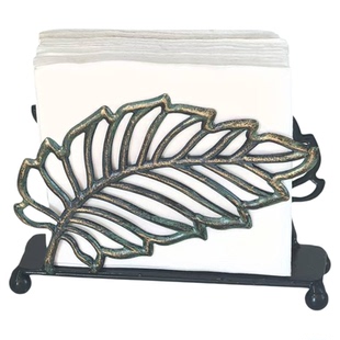 铁艺镂空树叶艺术纸巾架餐厅桌面装饰酒店餐厅咖啡馆复古色餐巾架