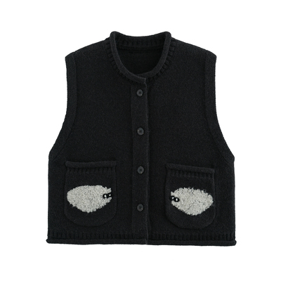 女童针织刺绣马甲背心外穿2025冬