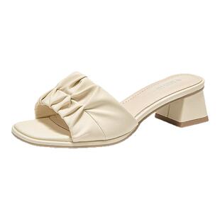 大东高跟拖鞋女外穿夏2026新款女鞋法式配裙子粗跟凉拖鞋夏季凉鞋