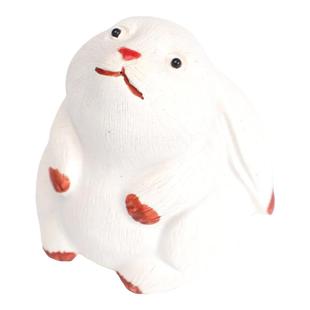 昊陶 望月玉兔 白段泥可爱萌小白兔 紫砂 摆件茶宠雕塑