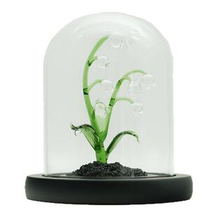 淄博琉璃手作仿真铃兰花桌面摆件玻璃罩永生花治愈系创意生日礼物