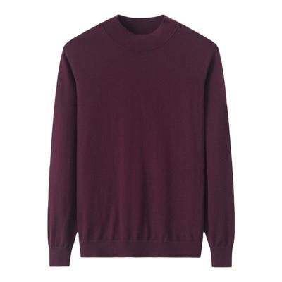 精纺枣红色高端套头超薄山羊绒衫