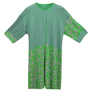 阁兰秀2025年秋季新品糖果绿桃心领中袖提花针织长开衫浪漫连衣裙