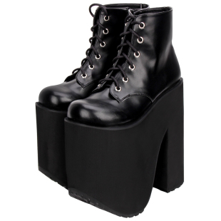 LOLITA女短靴朋克PUNK靴松糕厚底女王靴超高跟20CM 系带短靴6011