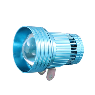 12V户外头戴式头灯特亮远射LED伸缩变焦黄白蓝3光源强光激光炮