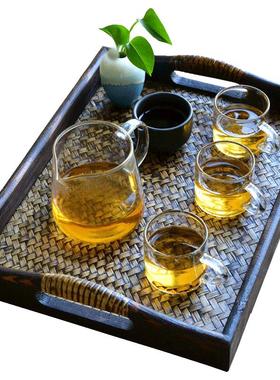 竹编桌面托盘诗玛哈竹木茶盘