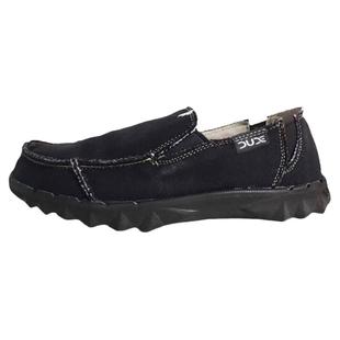 DUDE男鞋都德加肥宽版夏季轻便厚底透气低帮黑色一脚蹬帆布鞋休闲