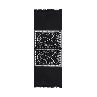 UNSPOKEN高级感气质百搭简约经典黑白花型设计图案双面围巾女秋冬