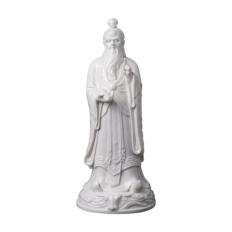 素茗中国白陶瓷雕塑摆件《老子》
