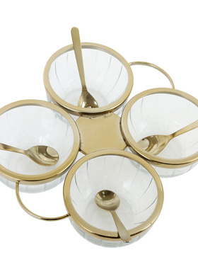 美式风印度玻璃调料罐分格糖果盘