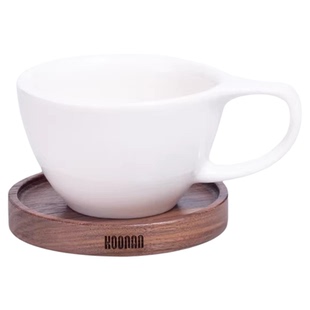 koonan纯白咖啡杯陶瓷拿铁杯拉花复古专业 高档精致杯垫定制logo