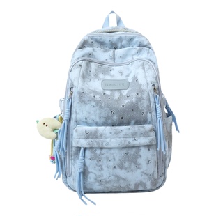 扎染书包女生高中生百搭通勤背包大容量结实耐用初中生旅行双肩包