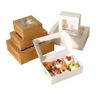 纸杯蛋糕包装盒1/2/4/6/8/12粒马芬盒杯子手提纸托蛋挞盒打包盒子