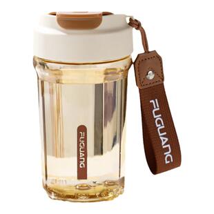 富光水杯女生高颜值吸管咖啡杯2024新款夏耐高温便携防摔塑料杯子