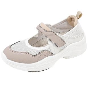 Pansy盼喜日本女鞋休闲运动厚底透气鞋宽脚拇外翻魔术贴鞋女