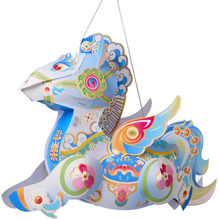 春节马年国潮灯笼手工作制作diy材料包幼儿园儿童手提走马花灯