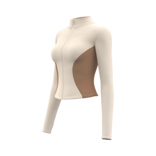 Colorblock Slim Fit Workout Top女士显瘦拼色跑步健身长袖外套