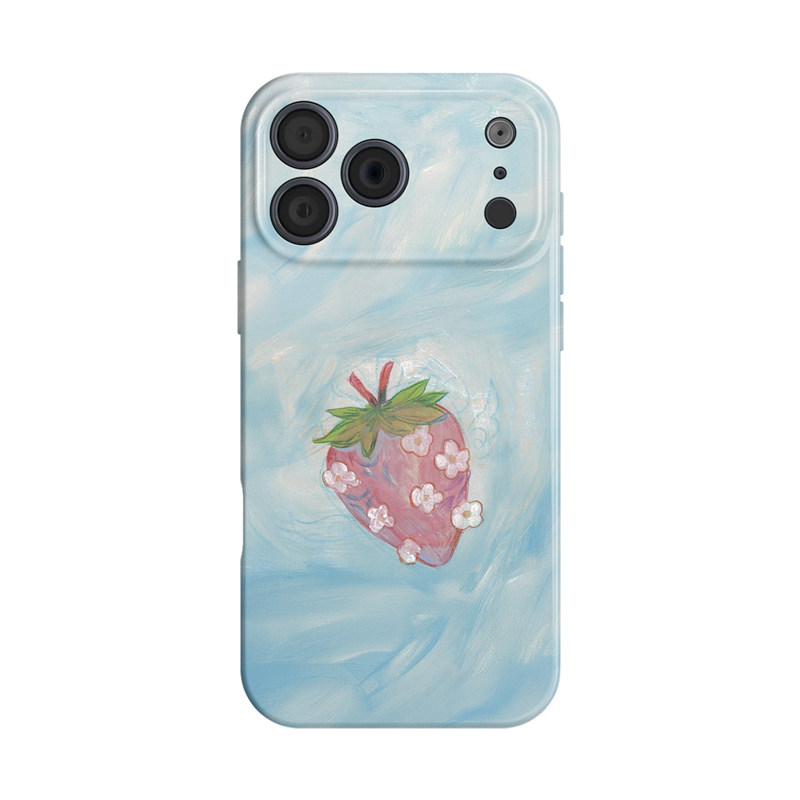 一颗草莓~简约清新适用苹果17promax手机壳iphone16华为nova14小米15opporeno13艺术vivox200一加ace5荣耀400