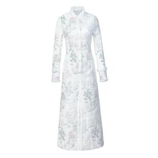 白色棉服女2025年新款冬季高级感收腰新中式冬装长款棉衣外套958