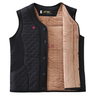 中老年男驼绒棉马甲爸爸装加厚保暖坎肩老头背心居家大码加绒老人