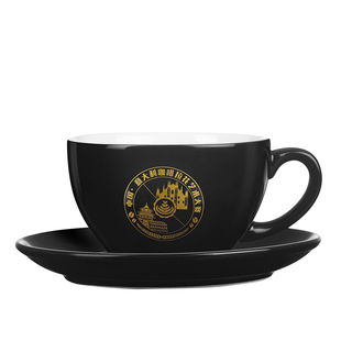 热销咖啡杯碟简约套装陶瓷彩色马卡龙加厚阔口300毫升拉花拿铁杯