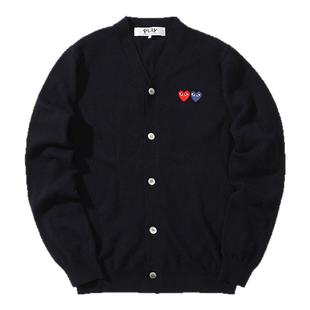 IT CDG PLAY COMME des GARÇONS川久保玲男装针织开衫双爱心缝饰