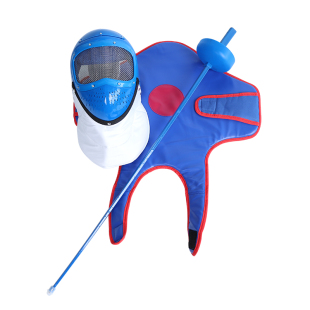 击剑服装套装儿童训练装备花剑重剑佩剑三件套塑料面罩护胸 器材