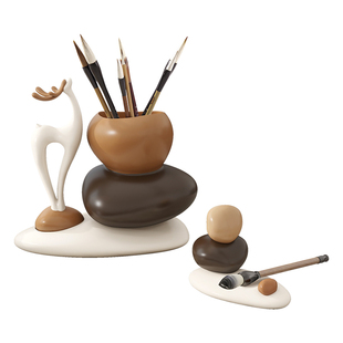 石来运转笔筒轻奢高级感卡通创意桌面办公室工位收纳摆件生日礼物