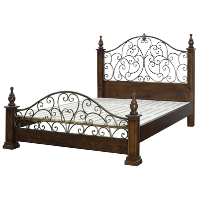美式复古铁木床双人床实木铁艺床