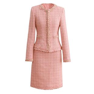 小香风毛呢套装裙名媛高端秋冬气质洋气时尚粗花呢连衣裙两件套女