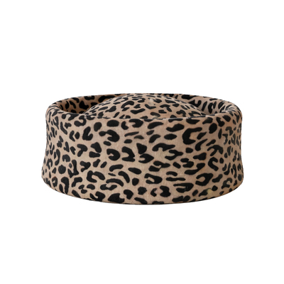 复古豹纹空姐药盒帽女秋冬显脸小