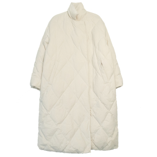 AMBOSC 复活款自制 保暖羽绒服绗缝立领暗扣中长款廓形腰带外套女