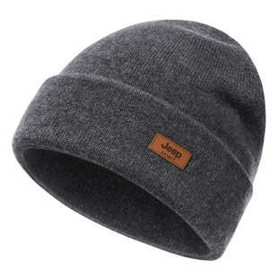 JEEP SPIRIT吉普羊毛混纺帽子男士防寒保暖针织帽骑行冬季毛线帽