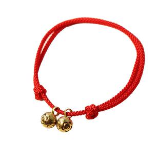 复古实心黄铜扣红绳脚链本命幸运情侣学生闺蜜脚绳手链男女不掉色