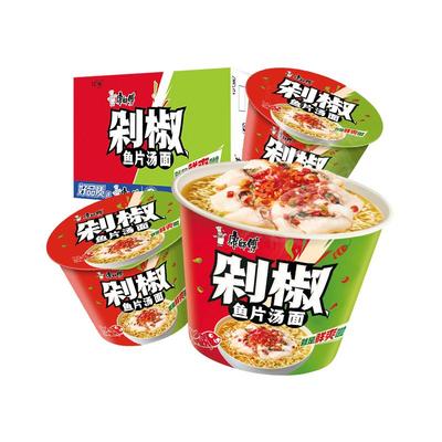 康师傅剁椒鱼片汤面桶装整箱批发鲜爽香辣方便面速食泡面夜宵代餐