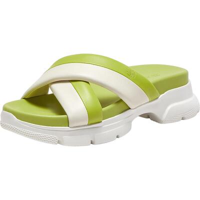 SKAP圣伽步夏季新款羊皮革时尚拼色厚底外穿女拖鞋AFY02BT4