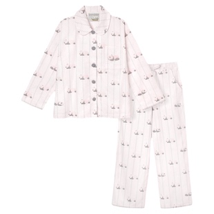 tbh野兽派家居熊猫嘭嘭全棉加厚法兰绒家居服套装可外穿睡衣女冬